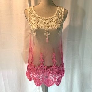 Pink and beige shear cover/top